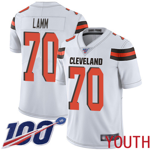 Cleveland Browns Kendall Lamm Youth White Limited Jersey 70 NFL Football Road 100th Season Vapor Untouchable